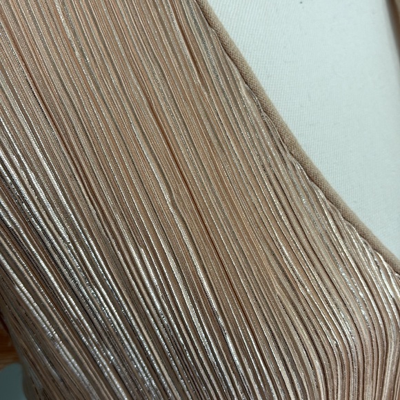 Zara Gold Metallic Shimmer Pleated Flowy Fit Top Small - Picture 3 of 6